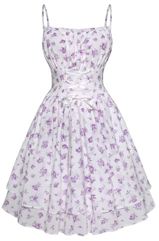SCARLET DARKNESS Mini robe d'été décontractée sans manches à bretelles spaghetti avec poches pour femme, Motif floral violet., S
