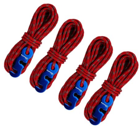 Happyyami Cuerda Reflectante para Tienda De Campaña 3 Mm Rojo con Gancho De Aleación De Aluminio, Set De 4 Piezas, Cuerda Tensora Multifuncional para Camping, Senderismo y Mochilerismo Al Aire Libre