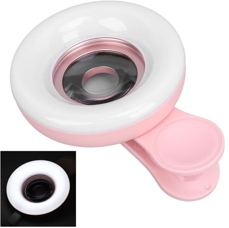 Macro Lens For Smartphone, 15X Macro Lens Mobile Phone 2 in 1 HD Camera Lens Phone Camera Lens LED Ring Light with LED Ring Flash Light Smartphone Selfie Live Lamp Fill Light