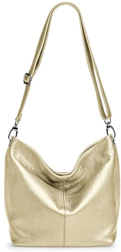 Caspar Klassisch Elegante Leder Handtasche Damen Tasche mit verstellbarem Schultergurt - PREMIUM LINE - Modell No.803 - Made in Italy