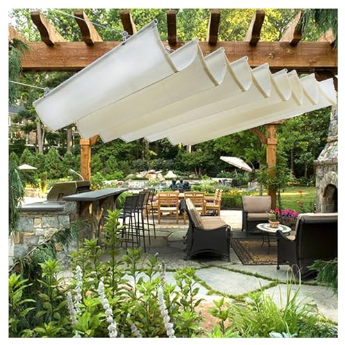 Einziehbar Welle Sonnensegel U Shape Wave Shade Cover Markise für Terrasse, Deck, Hof, Veranda, Pavillon (W1.5*L3m/W4.92*L9.84ft)