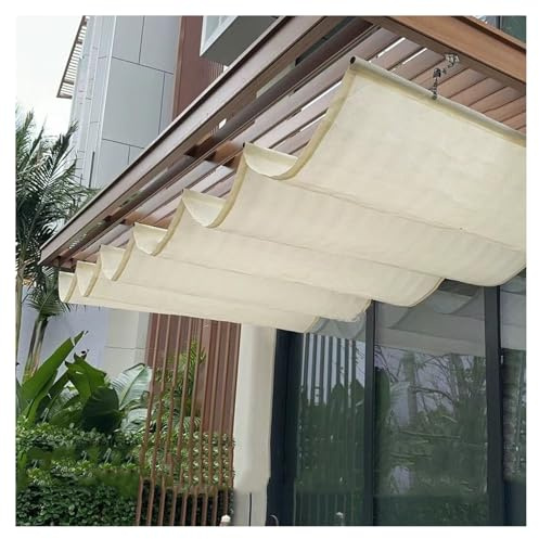 ZXCASDF Rétractable Vague Voile D'ombrage,Voile d'Ombrage Rétractable,Voile d'Ombre de Vague,Filet D'ombrage Toile d'ombrage,pour L'extérieur Pergola Patio Porche Jardin(W1.5*L18m/W4.92*L59.05ft)