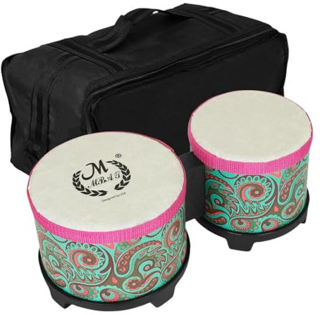 Fenteer 5 und 6 Bongo Drum Set Congas Drum mit Bag Koordination Unterrichtshilfe Percussion Instrument Bongos für Erwachsene Kinder Kinder Kinder, Blau