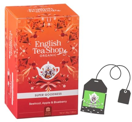 English Tea Shop | Infuso BIO Barbabietola Rossa Mela Mirtillo | Tisana in Scatola Eco Box Carota Frutta e Barbabietola - 20 Filtri Confezionati Singoli