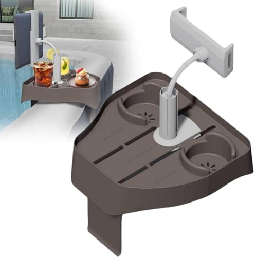 Plateau de jacuzzi réglable 3 en 1 avec porte-gobelet, support de téléphone, plateau à boissons pour jacuzzi, support de téléphone pour piscine gonflable extérieure/spa, accessoire de piscine