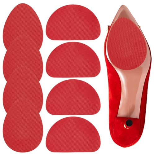 SOFPLATE 4 paire de Coussinets Antidérapants Rouges en Forme de Larme 2 styles pour Chaussures Semelles Autocollantes en Silicone pour Réparation de Texture Couvre Briques Réfractaires Accessoires pou