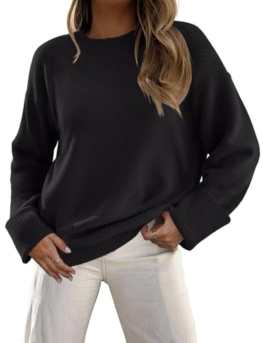 Zeagoo Pulls Femme Décontractés Col Rond Pull en Maille Uni Automne et Hiver Sweater Manche Longue Duveteux Pull S-XXL