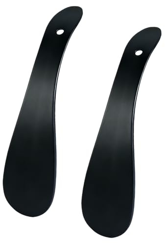 2 Pezzi Calzascarpe, Calza Scarpe Corto in Metallo 18cm, Calzante per Scarpe Piccolo da Viaggio, Portatile Shoe Horn per Uomini Donne Bambini