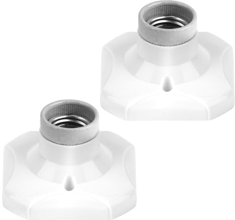 RTDHO 2Pcs E27 Light Bulb Socket Holder,ES Lamp Holder Base Edison Screw E27 Wall Socket Square Ceramic Lamp Base for LED Bulbs up to 60W 220-250V AC Energy Saving Lamps Ceiling Light Fitting White