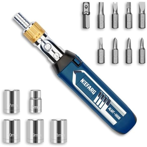 NIEFARG Ratcheting Screwdriver Set, 12-In-1multi Bit Screwdriver, Multi Screwdriver Tool All In One with Screwdriver Set Magnetic with Sockets & Bits for Home, Auto, Diy Repair