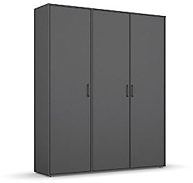 Rauch Möbel Voyager, Kleiderschrank, Farbe Grau metallic, Breite 140 cm | Schrank, Mehrzweckschrank, 3-türig, Zubehör Classic, für Schlafzimmer, Kinderzimmer, Studentenwohnung, Homeoffice, Garderobe
