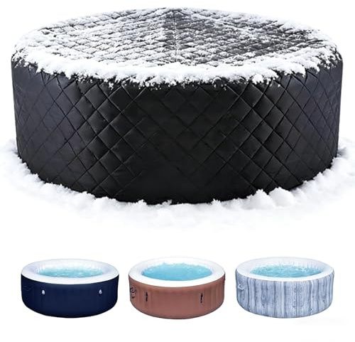 Runde Thermo Whirlpool Abdeckung, 208 x 70 cm Isolierte Aufblasbare Whirlpool Thermo Abdeckung mit Reißverschluss Tür, Outdoor Spa Abdeckungen, Energieeffiziente Spa Thermoabdeckung für Wartung Winter