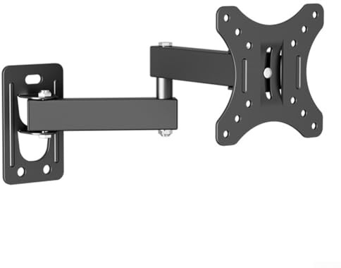 FACULX Soporte retráctil de metal para monitor con estante giratorio de 360° para pantallas de computadora y televisores, para oficina en casa o sala de estar, negro, 12 x 12 cm