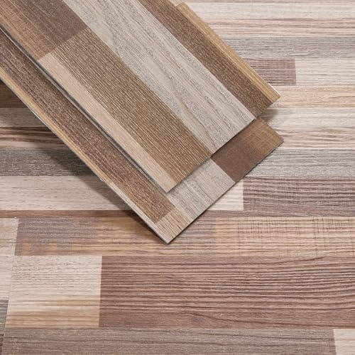 INMOZATA Floor Tiles Self Adhesive, 36-Pack, 5.02 Sq M Coverage, 91.5cm x 15.2cm Wood Plank, 2mm Thick Waterproof Peel and Stick Flooring for Kitchen, Bathroom, Bedroom, Living Room(Light brown block)