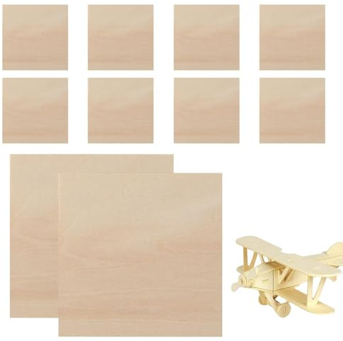 Linden Craft Squares: Lastre Di Legno Grezzo Ultrafine, Set Di Pannelli Dieci Pezzi, Tavole Di Pratica Per Artisti, Substrato Tagliabile Con Routing Pirografia Illustrazione