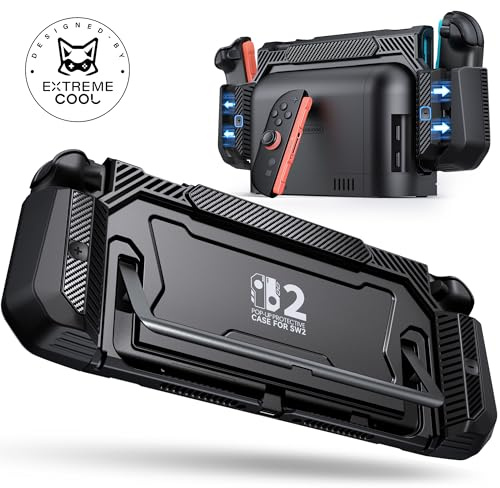 Dockable Case for Nintendo Switch 2,Switch 2 Grip Case with Ergonomic Grip&Pop-up Joy-Con Quick Release,Charging Friendly Protective Cover with 4 Thumb Stick Caps,Hard Shell for Switch 2 Console