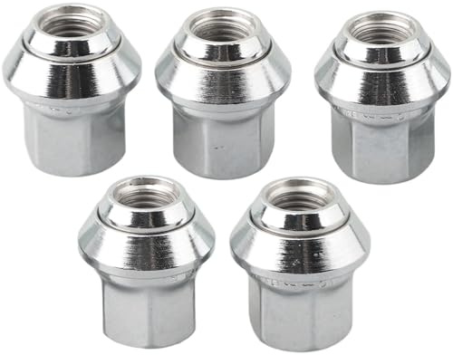 WheatThrive 5 dadi cromati per ruote Ford Focus C-Max Kuga Fiesta Mondeo e Volvo C30 C70 S40 V40 V50 in metallo argentato