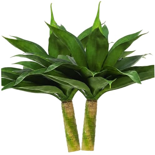 Sjfbebsy Pianta di agave finta da 2 pezzi, pianta di agave artificiale realistica a bassa manutenzione con 29 foglie per interni ed esterni per giardino domestico, verde, 21, 3x26, 8 pollici -