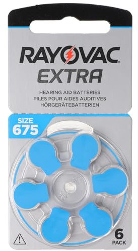 6 batterie Rayovac Extra Advanced 675 per apparecchi acustici 2018, design con tecnologia Active Core – 675AUX-6XEMF