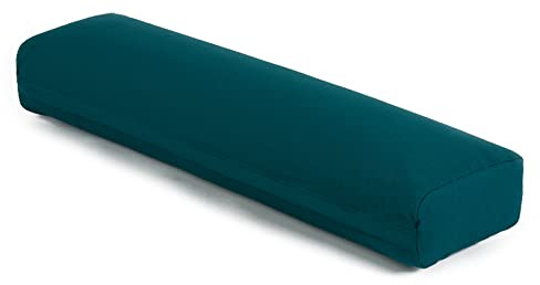 Yoga Studio EU Pranayama - Cojín de trigo sarraceno - Verde azulado, 18 cm x 63 cm x 10 cm, cojín de meditación y yoga con funda de algodón orgánico, cojín ligero
