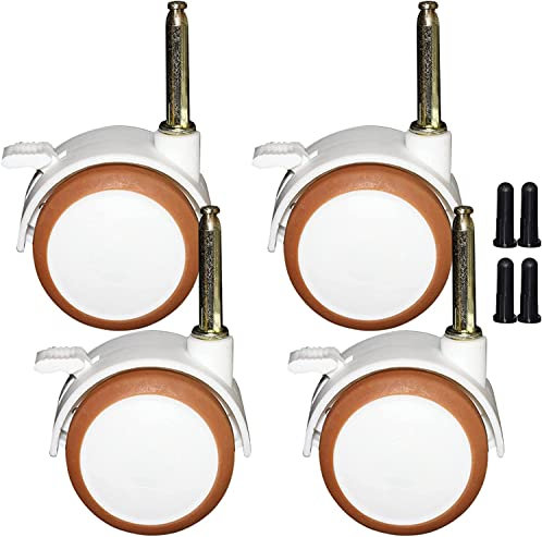 4X Rubber Castor Wheels Mobili Ruote,Rotelle di Ricambio Sostituibili,Ruote dei Freni A Pistone Bianche,Rotelle Per Sedie da Ufficio, Mobili, Divani, Sedie