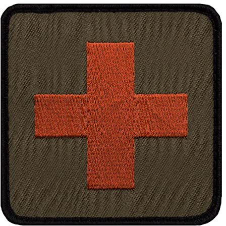 Café Viereck ® Bundeswehr Sanitäter Kreuz Medic Patch Gestickt mit Klett - 8 x 8 cm oliv