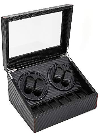 WOQLIBE Automatische Uhrenbeweger Box,4+6 Automatik Uhrenbeweger, Schwarz Automatik Uhrenbox Uhrenkasten Uhrendrehe, Uhren Box Watch Winder Für Uhren, Geschenk