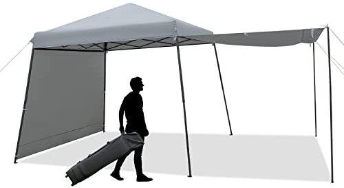 RELAX4LIFE 3 x 3 m Pop up Pavillon, Gartenpavillon mit 2 verstellbaren Markisen, Partyzelt mit Rolltasche, Faltpavillon Wasserdicht, Gartenzelt für Partys Picknick BBQ, Grau