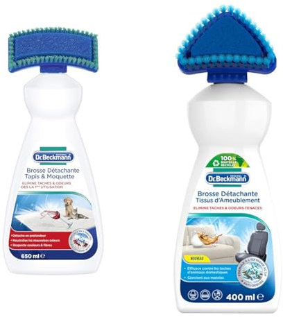Lot de Dr. Beckmann Brosse Détachante Tapis & Moquette | Elimine les taches et odeurs tenaces | Brosse applicatrice incluse (650 ml) + Dr. Beckmann Brosse Détachante Tissus d’Ameublement, 400 ml