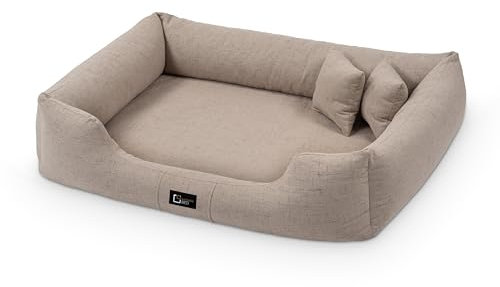 exclusive BED Orthopädisches Hundebett Bruno Grosse Mittelgroße Kleine Hunde - Hundekissen Hundematte aus Aura-Stoff - Memory Foam Kuschelig Langlebig Abriebfest Reißfest (XL, Beige)