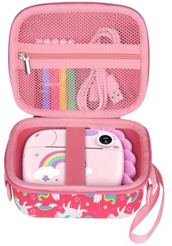 Leayjeen Étui pour Appareil Photo Instantané pour Enfants, Compatible avec CalineGam/Lullu/CAMCLID, Comprend Une Sangle de Transport et Une Bandoulière (Étui Uniquement) Licorne Rose