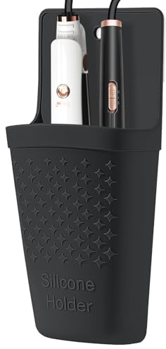 ZAKRA Curling Iron Holder,Heat Resistant Silicone Holder for Flat Iron,Hair Straightener,Hot Hair Tools,Vanity Accessories Organizer.(Black)