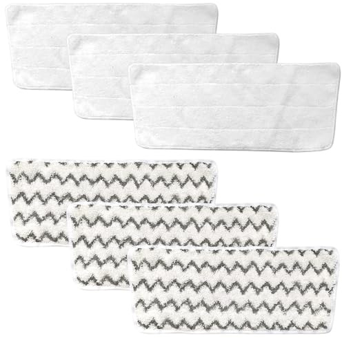 GOMETY 6 Stück Ersatzbezüge Pads für Vileda Steam XXL/PLUS Dampfreiniger, Waschbare Wiederverwendbar Ersatzbezug Power Pad Kompatibel mit Vileda Steam XXL Mikrofasern für Alle Bodenarten - Weiß+Grau