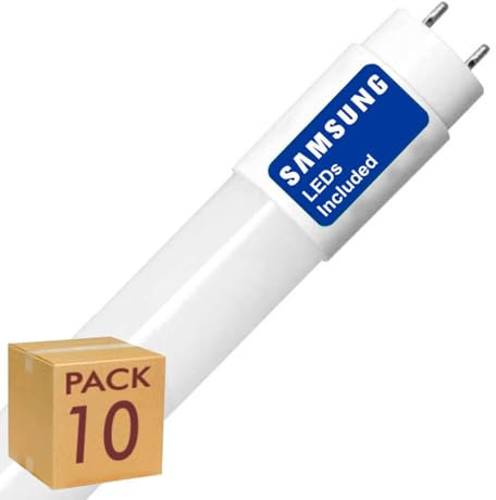 Pack x10 Tubo LED 150cm 24W, Fluorescente Standard T8 G13, Ángulo 300º, 2640 lumenes, Iluminación interior de techo, Bajo consumo y Alta luminosidad, Cebador LED incluido, Luz Blanca Fría (5700K)