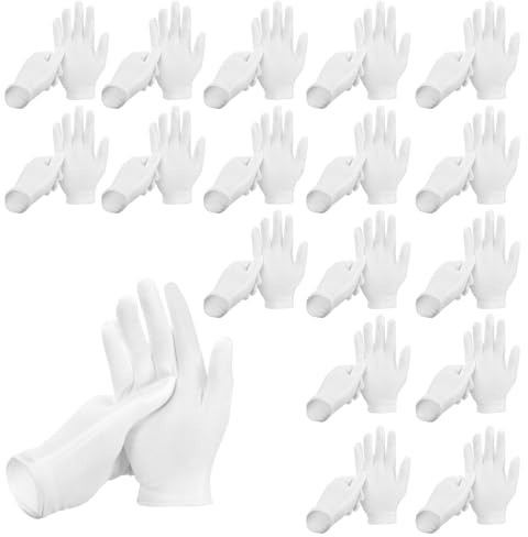 ANOMM 18 Paia Guanti Cotone Bianchi, Guanti Idratanti in Bianco Riutilizzabili, Gloves in Cotone per la Cura, Comodi e Traspiranti, per la Cura delle Mani, Ispezione dei Gioielli (XXL)
