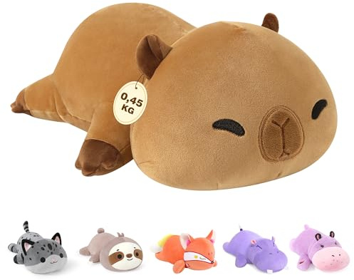Shownicer Capybara Peluche Léste Capybara 0,45 kg - Coussin en Peluche - Cadeau pour Tous Âges