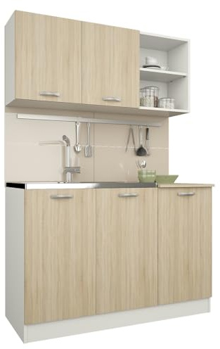 haaus Küchenzeile Ara, Sonoma Eiche/Weiß, L 120 cm