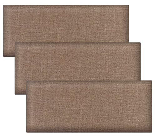 Lot de 3 panneaux muraux rembourrés en 3D, antichocs, autocollants muraux décoratifs pour tête de lit, chambre à coucher, salon (marron)