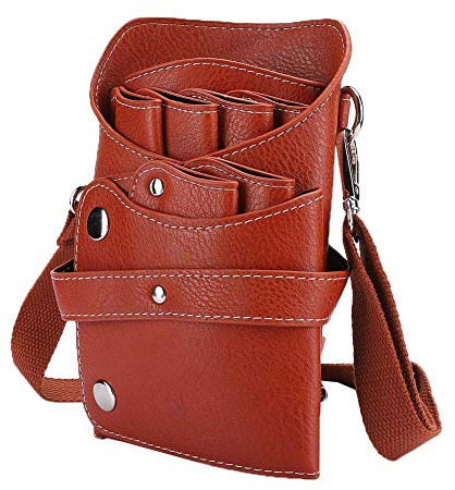 Dioche Parrucchiere Portatile per Forbici Barbiere - Borsa Portaoggetti per Pettine per Tagliacapelli con Grande capacità, Tracolla Staccabile e Pelle PU Impermeabile per Parrucchieri (BROWN)