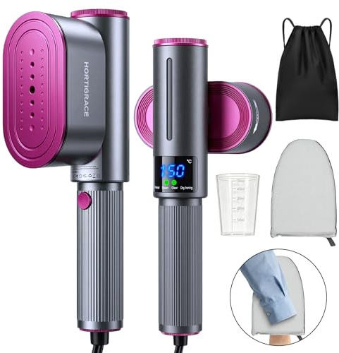 Travel Steamer for Clothes, 2-in-1 Steam Iron & Garment Steamer with Fast Heat-Up, 1200W Portable Handheld Clothes Steamer, Large Ceramic Heat Panel Quick Wrinkle Removal for Home/Travel/Hotel