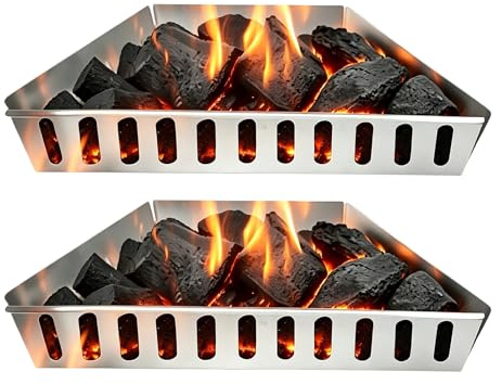 37,4 × 14,9 × 7,2 cm träkolkorg grill: galvaniserat stål char-basket, kolkorgar för direkt och indirekt grillning, hållbara grilltillbehör träkol, kolskål grill för BBQ utomhus (silver)