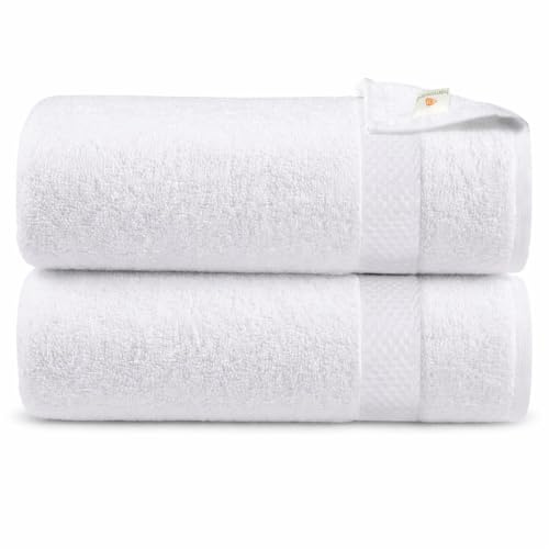 X11 Bath Towel - Large Bath Towels Set, 100% Egyptian Cotton Bath Towel Sets, Highly Absorbent Bath Sheets, Bathroom Towels - Bath Towels Large (75x145cm) (White, Set of 2)