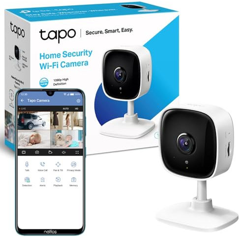Tapo Wi-Fi Baby Monitor Smart Camera, Indoor CCTV, Works with Alexa & Google Home,1080p, 2-Way Audio,Night Vision, SD Storage,Baby Crying/Motion Detection Device Sharing (Tapo C100),Packaging may vary