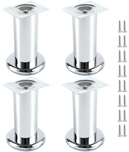 MixDora 4 x Furniture Foot Wardrobe Foot Bed Feet Couch Feet Sofa Feet Furniture Leg Base Chrome (120mm)