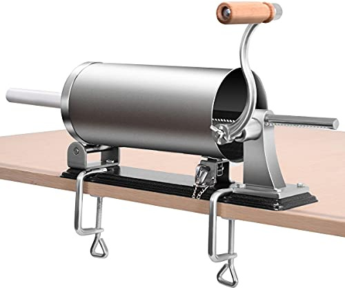 DREAMADE Poussoir à Viande Horizontal/Vertical, Machine à Saucisses Manuel avec 4 Tubes(17mm,21mm,25mm,29mm), pour Cuisine, Restaurant ou Cantine (Horizontal, 3,8 L)