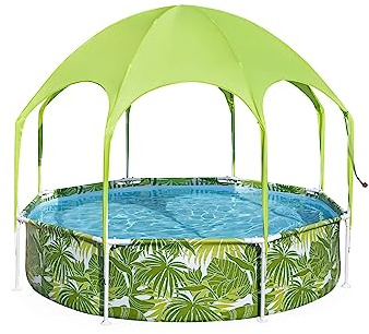 Alice's Garden - Piscine Tubulaire Hors Sol Tana avec Parasol et brumisateur intégré. Ronde Ø244x51cm