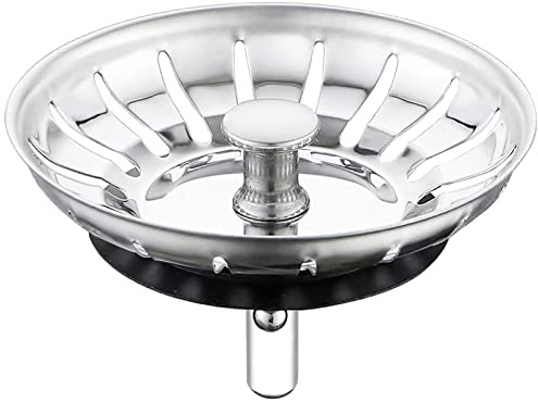 SPARES2GO Stainless Steel Waste Strainer Plug Drain Sink Stopper for Kitchen Sinks Bath Shower (with Rubber Seal)