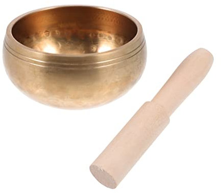 Warmhm Klangschale Meditationsklangschale Kupferschale Satz Tibetische Heilschale mit Flachem Boden und Kreuzstößel Beruhigender Klang Geeignet für Meditation und Entspannung