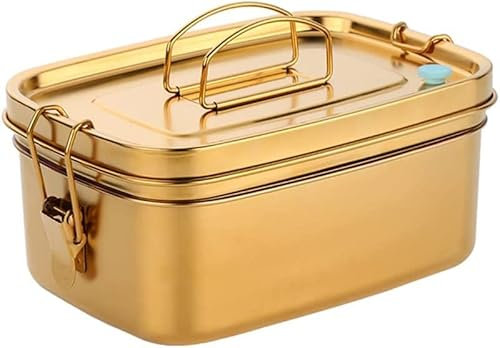 Fiambrera for adultos, Fiambrera de acero inoxidable Bocadillos Bento de doble capa Cubiertos de metal Utensilios de cocina Ensalada de verduras Fiambrera (Color : A, Size Color : B, Size : As the pi