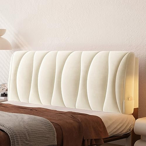ZZYK Kopfteil-Kissen,Lesekissen Große Rückenlehne Mit Abnehmbarem Bezug Bett-Rückwand-Wandkissen Keil-Kopfteil, Passend Für Schlafsofas, Etagenbetten,Beige,with Bedside 47